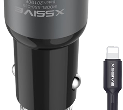 Xssive C30L Duo Car Charger+Cable for iPhone 3.6A - Zwart
