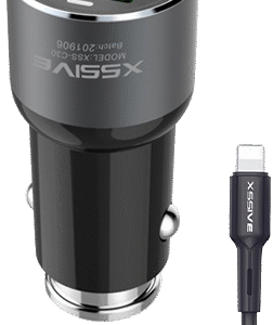 Xssive C30L Duo Car Charger+Cable for iPhone 3.6A - Zwart